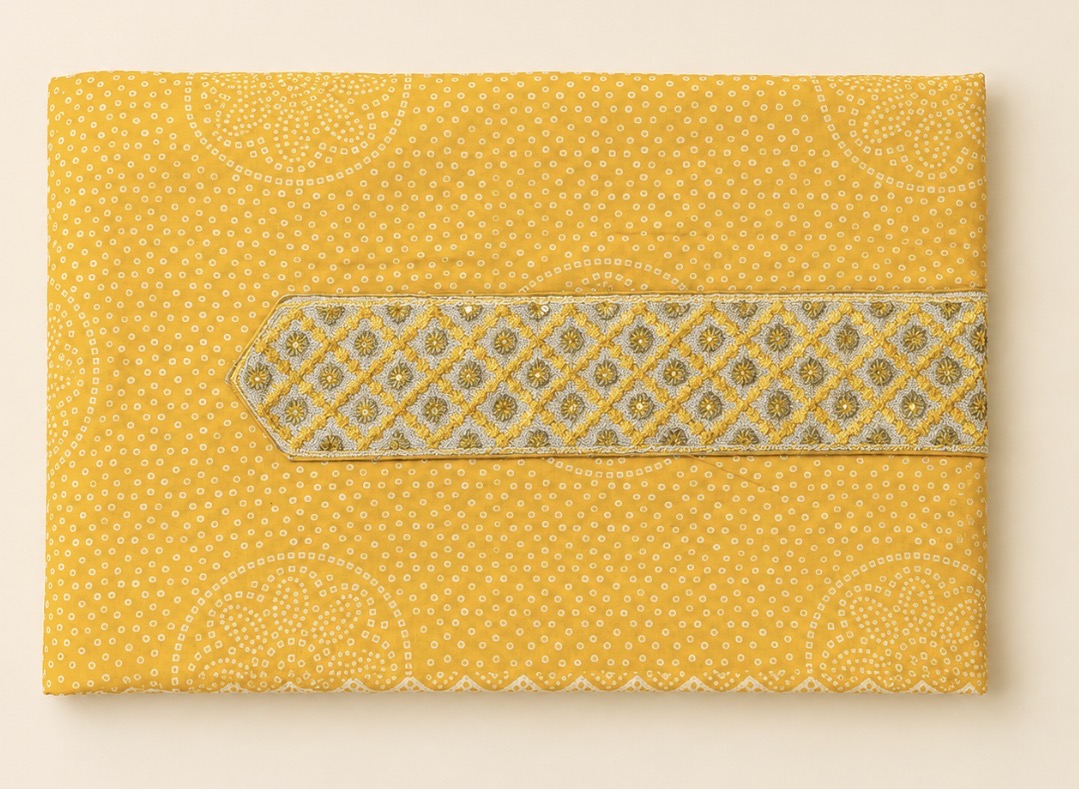 Elegant Mustard Yellow Cotton Suit Set with Dupatta